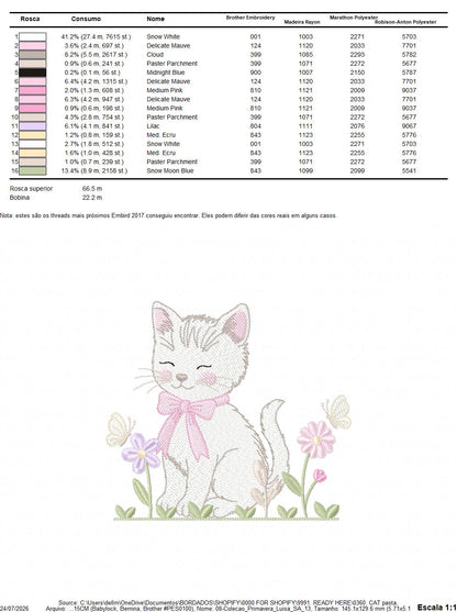 Female Cat with flowers embroidery design - Female Kitty with flowers machine embroidery pattern - Baby girl file - Instant digital download (Copy)
