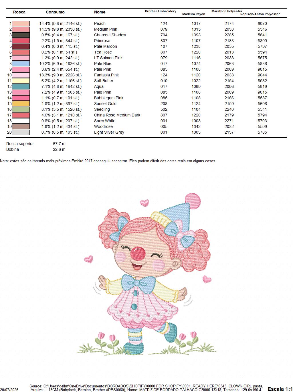 Circus Clown embroidery designs - Girl Clown with funny hat machine embroidery pattern - Baby Girl file - Instant digital download pes jef dst hus