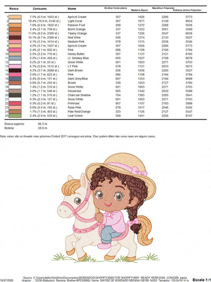 Cowgirl Embroidery Design – Baby girl Country Ranch Wrangler File (Instant Download)