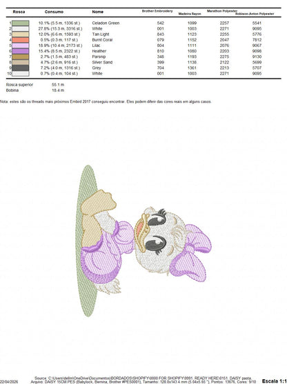 DAISY embroidery design - Minnie Mouse machine embroidery pattern - Baby Girl file - Instant digital download pes jef dst (Copy) Marcia Embroidery