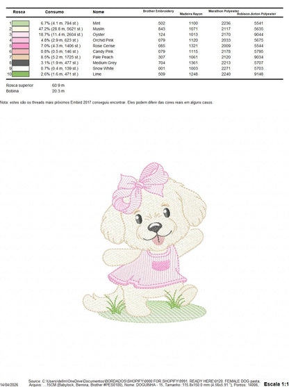 Female Dog embroidery designs - Doggie embroidery design machine embroidery pattern - Puppy embroidery - Pet embroidery - instant download (Copy) Marcia Embroidery