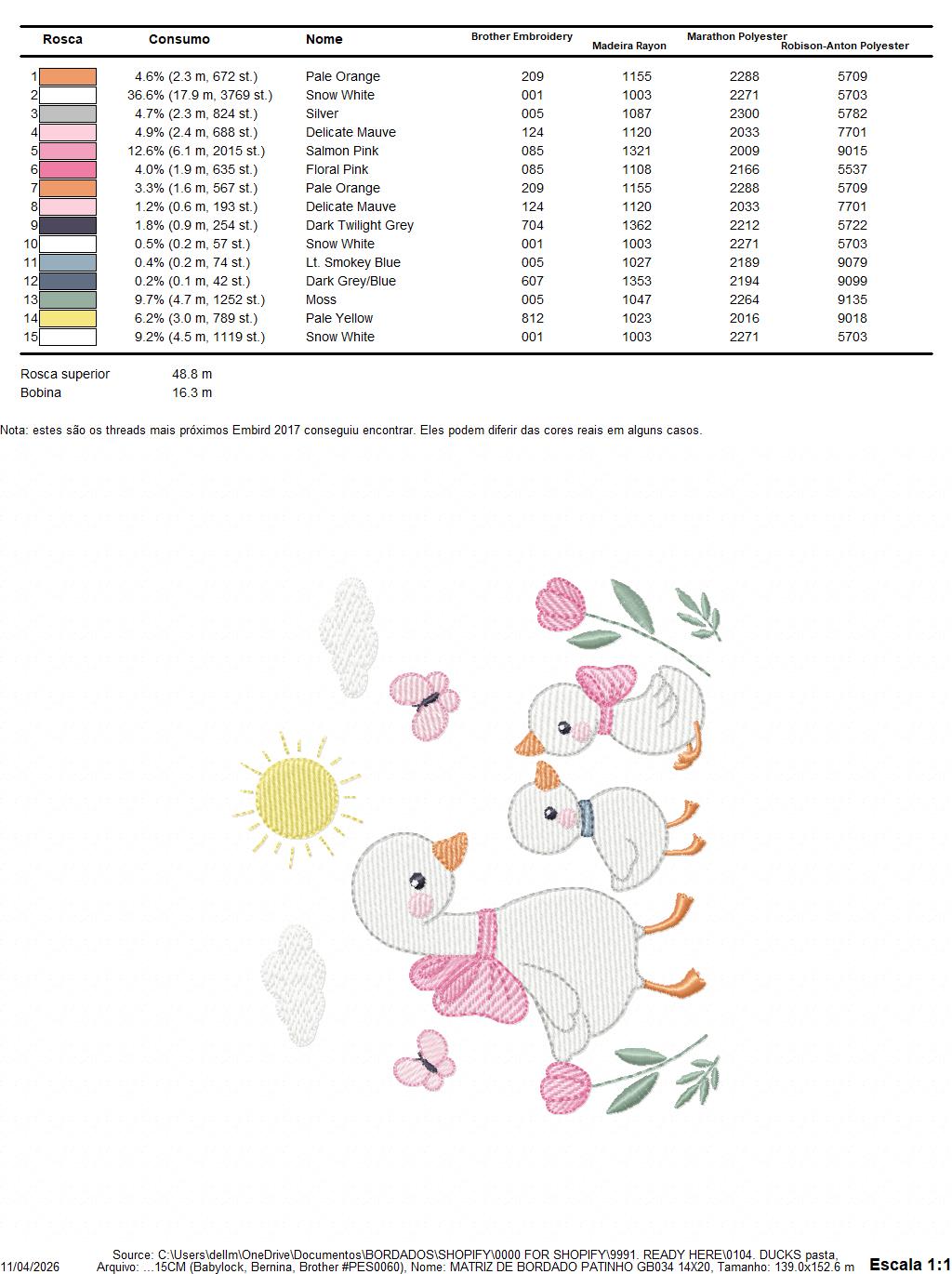 Goose Family embroidery designs - Ducks with flowers machine embroidery pattern - Farm ranch animals  - Instant digital download pes jef dst (Copy) Marcia Embroidery