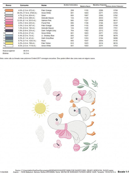 Goose Family embroidery designs - Ducks with flowers machine embroidery pattern - Farm ranch animals  - Instant digital download pes jef dst (Copy) Marcia Embroidery