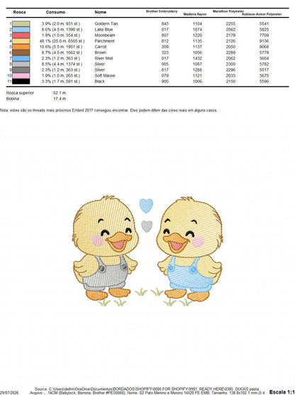 Ducks embroidery design - Lake Water Animals - Baby Boy Brothers Twins machine pattern - Instant digital download pes jef dst