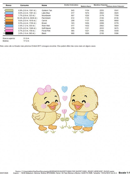 Ducks embroidery design - Lake Water Animals - Baby Boy and Girl - Sister and Brother Twins machine pattern - Instant digital download pes jef dst