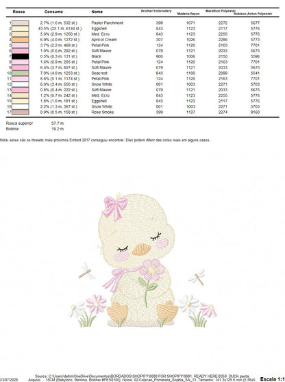Duck with flowers embroidery design - Lake water animal with flowers and dragon-fly machine embroidery pattern - Baby Girl file - Instant digital download pes jef