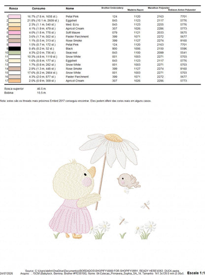 Duck with daisies embroidery design - Lake water animal with flowers machine embroidery pattern - Baby Girl file - Instant digital download pes jef