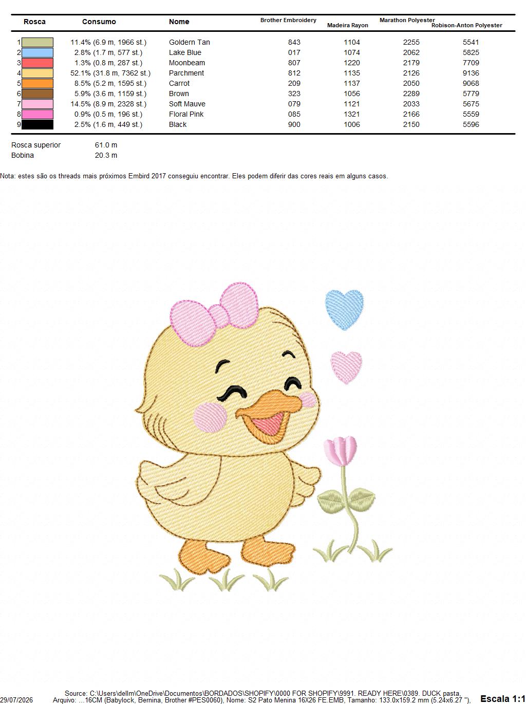 Baby Girl Duck embroidery design - Lake water animal with flowers machine embroidery pattern - Baby Girl file - Instant digital download pes jef