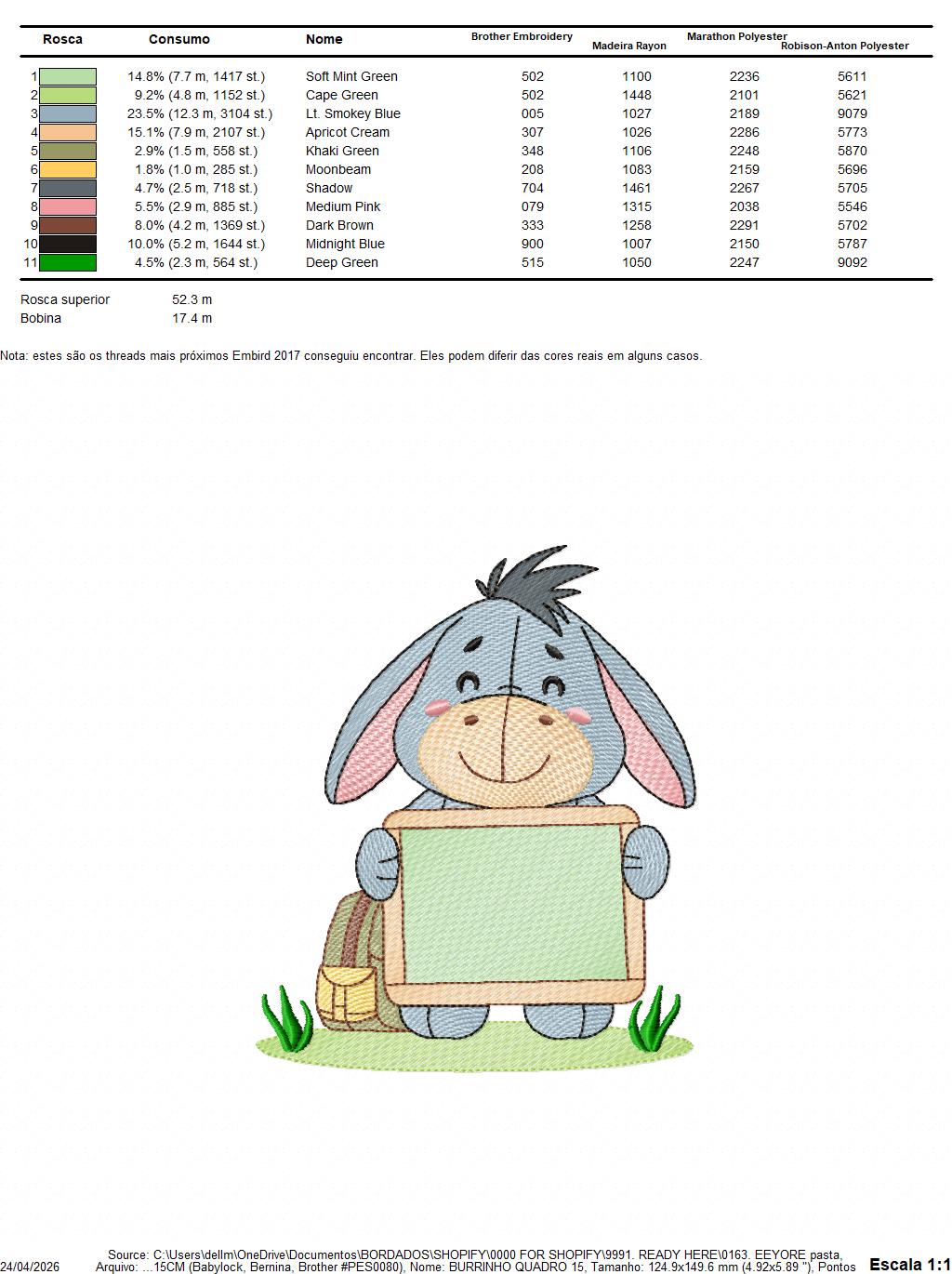 Eeyore embroidery design - Winnie the Pooh Bear Cartoon machine embroidery pattern - Baby boy and girl file - Instant digital download pes jef - Marcia Embroidery