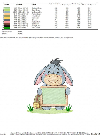 Eeyore embroidery design - Winnie the Pooh Bear Cartoon machine embroidery pattern - Baby boy and girl file - Instant digital download pes jef - Marcia Embroidery