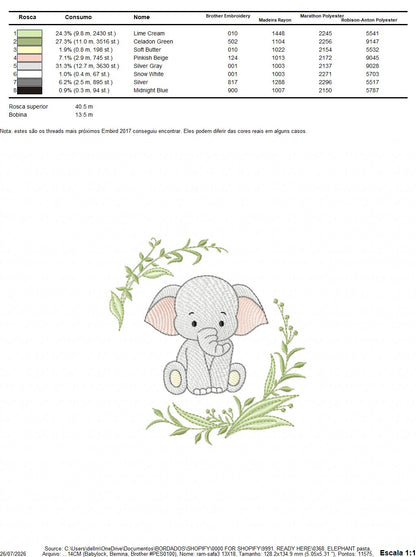 Elephant embroidery design - Safari Wild Animal machine embroidery pattern - Instant digital download pes jef dst