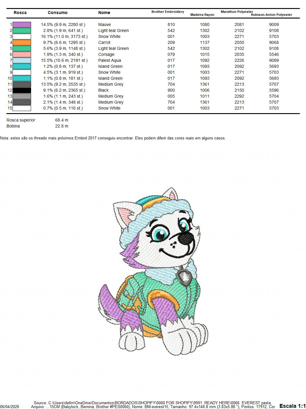 Paw Patrol embroidery designs - Dog Everest machine embroidery patterns - Baby Girl Boy file - Instant digital download - Chase Rubble Skye Marshall (Copy) Marcia Embroidery