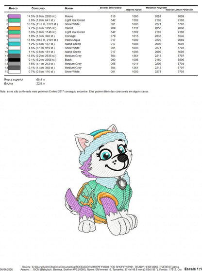 Paw Patrol embroidery designs - Dog Everest machine embroidery patterns - Baby Girl Boy file - Instant digital download - Chase Rubble Skye Marshall (Copy) Marcia Embroidery