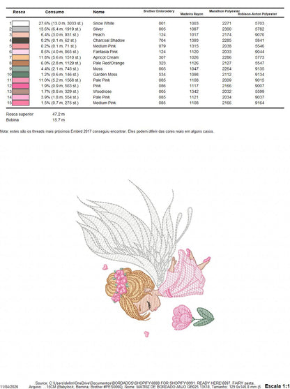 Fairy with curly hair and flower embroidery designs - Baby girl with wings and wand machine pattern - Magical Pixie - Instant download pes (Copy) Marcia Embroidery