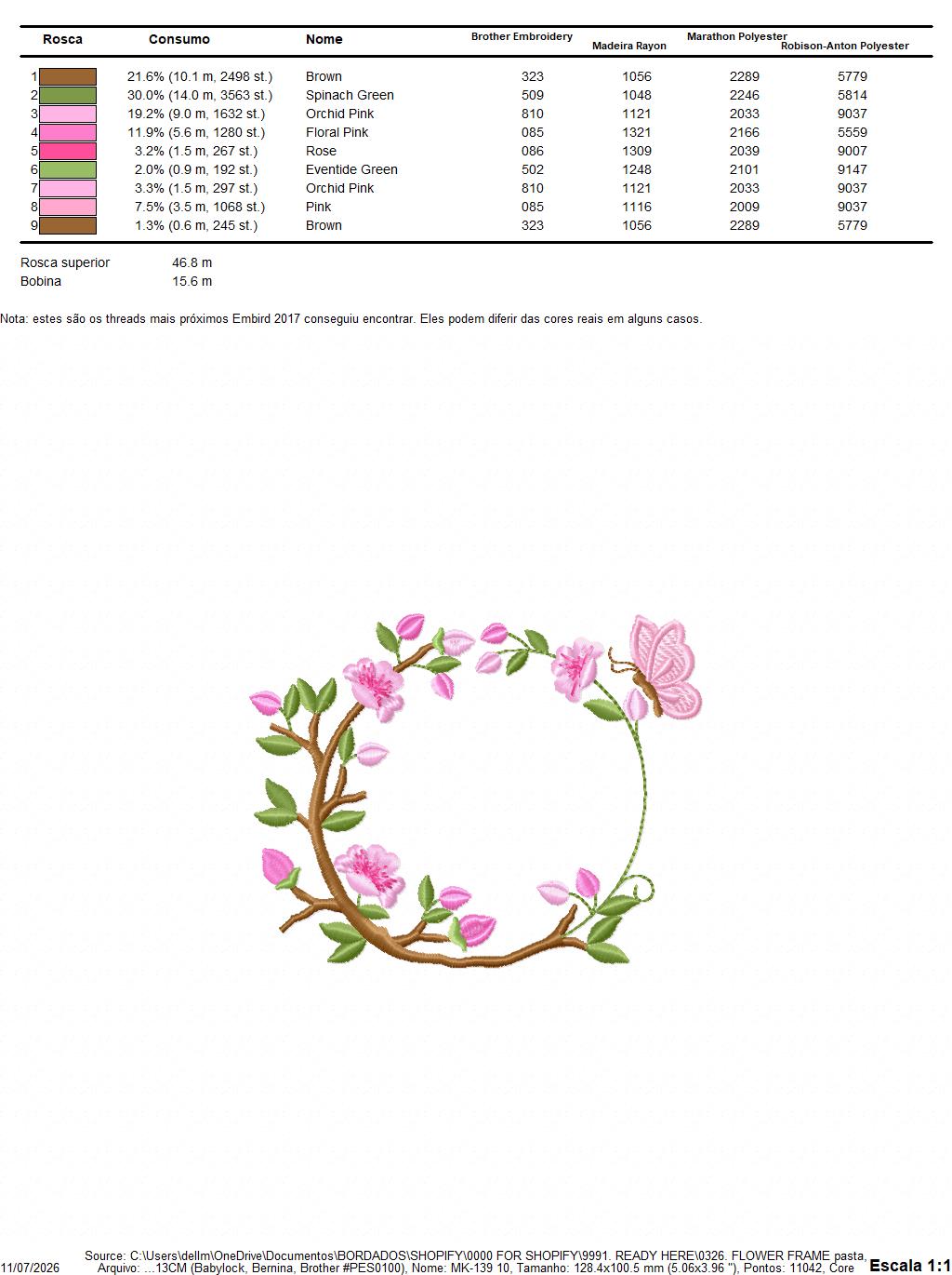 Floral Monogram frame embroidery design - Flower and Butterfly machine embroidery pattern - Floral Kitchen Towel - Instant digital download pes jef