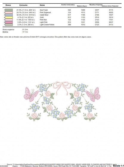 Flower with lace embroidery designs - Roses with butterfly embroidery machine embroidery pattern - Floral Kitchen towel - instant download (Copy) Marcia Embroidery