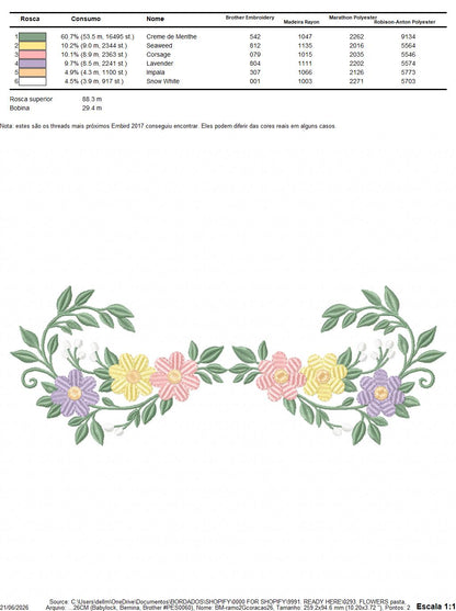 Floral flowers embroidery design - flowers frame machine embroidery pattern - Baby girl file - Instant digital download pes jef (Copy) Marcia Embroidery