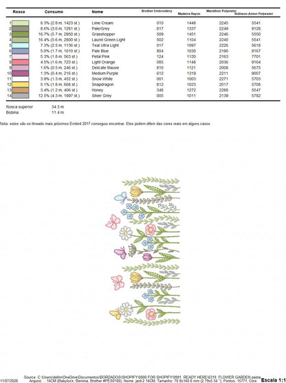 Flower Garden embroidery design - Flower and Butterfly machine embroidery pattern - Floral bouquet Kitchen Towel - Instant digital download pes jef dst