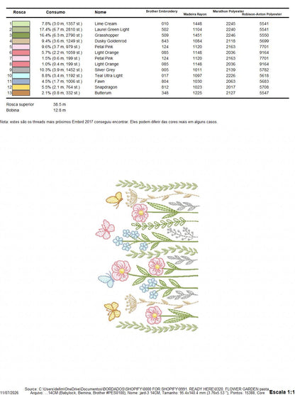 Flower Garden embroidery design - Flower and Butterfly machine embroidery pattern - Floral bouquet Kitchen Towel - Instant digital download pes jef dst
