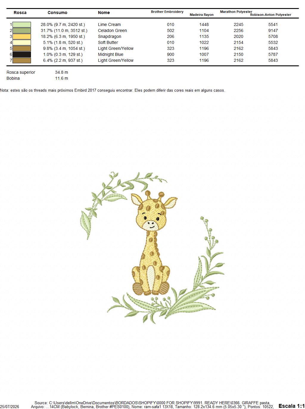 Giraffe embroidery design - Safari Wild Animal machine embroidery pattern - Instant digital download pes jef dst