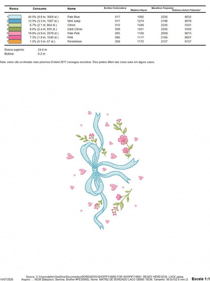 Lace embroidery designs - Ribbon with hearts and flowers embroidery design machine embroidery pattern - Baby boy embroidery file - Laurel wreath with Lace