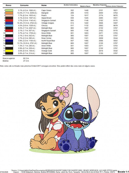 Stitch embroidery design - Lilo and Stitch Cartoon machine embroidery pattern - Baby boy and girl file - Instant digital download pes jef (Copy) Marcia Embroidery