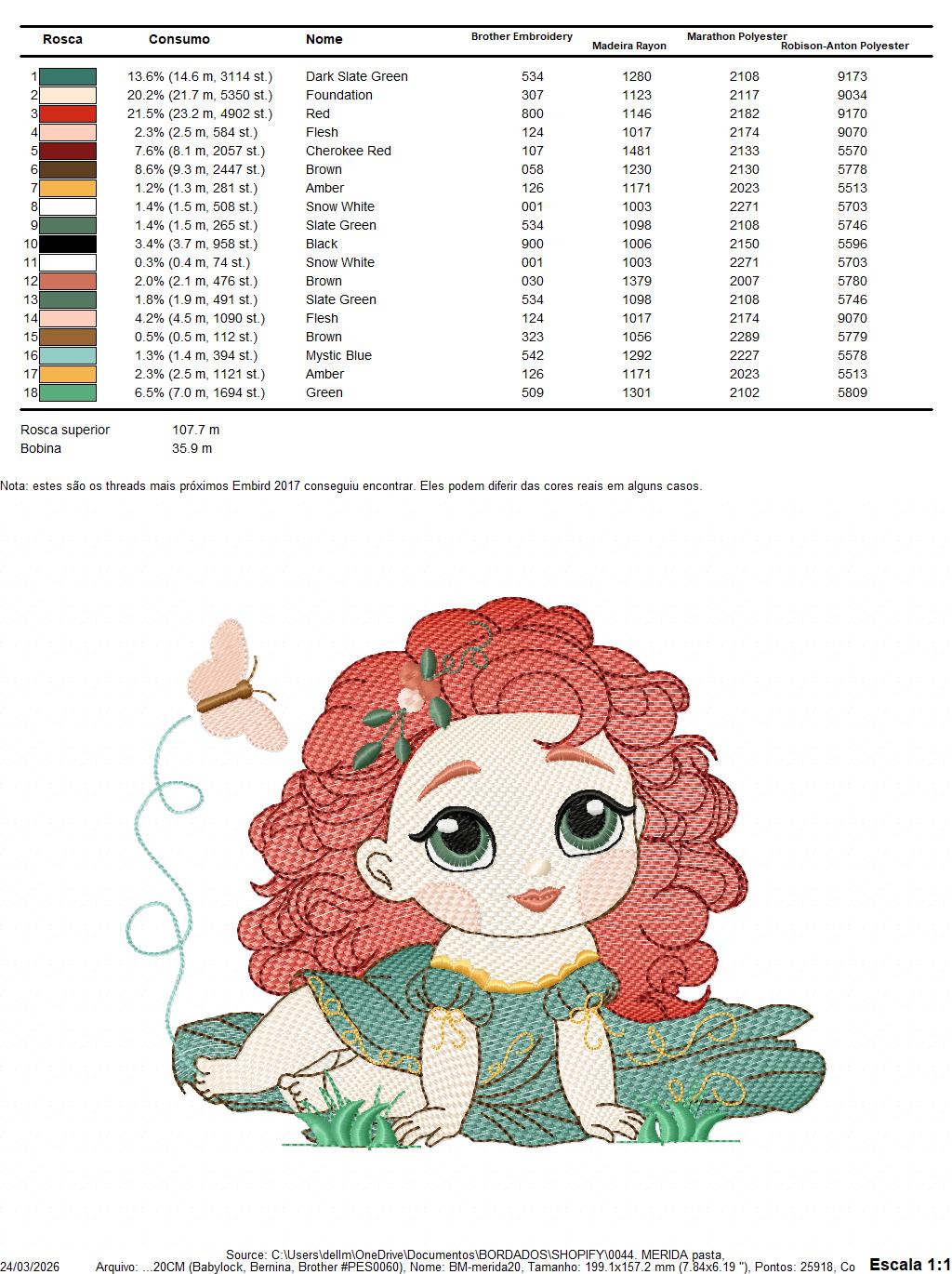 Brave Princess Merida embroidery designs - Disney Princess machine embroidery patterns - Baby girl boy file - Instant digital download pes jef dst exp hus vp3 - Marcia Embroidery