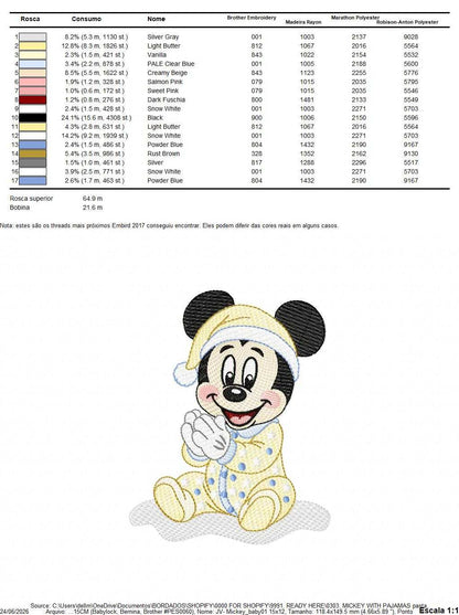 Baby Mickey embroidery design - Mickey Mouse machine embroidery pattern - Baby Boy file - Instant digital download pes jef dst