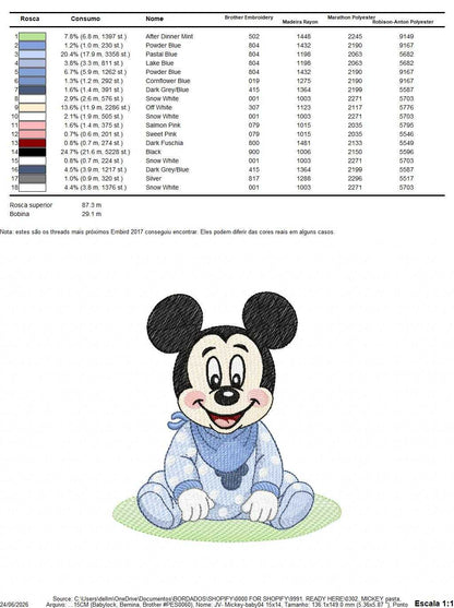 Baby Mickey embroidery design - Mickey Mouse machine embroidery pattern - Baby Boy file - Instant digital download pes jef dst