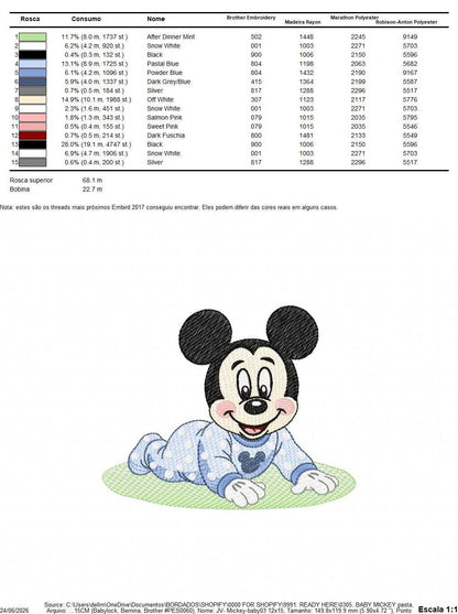 Baby Mickey embroidery design - Mickey Mouse machine embroidery pattern - Baby Boy file - Instant digital download pes jef dst