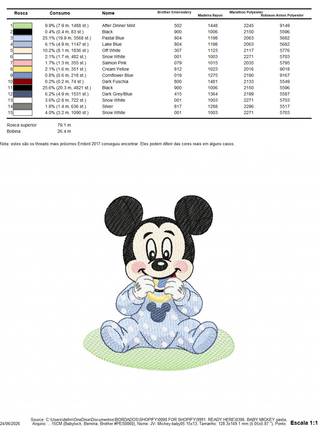 Baby Mickey embroidery design - Mickey Mouse machine embroidery pattern - Baby Boy file - Instant digital download pes jef dst