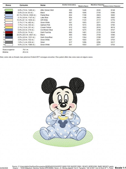 Baby Mickey embroidery design - Mickey Mouse machine embroidery pattern - Baby Boy file - Instant digital download pes jef dst