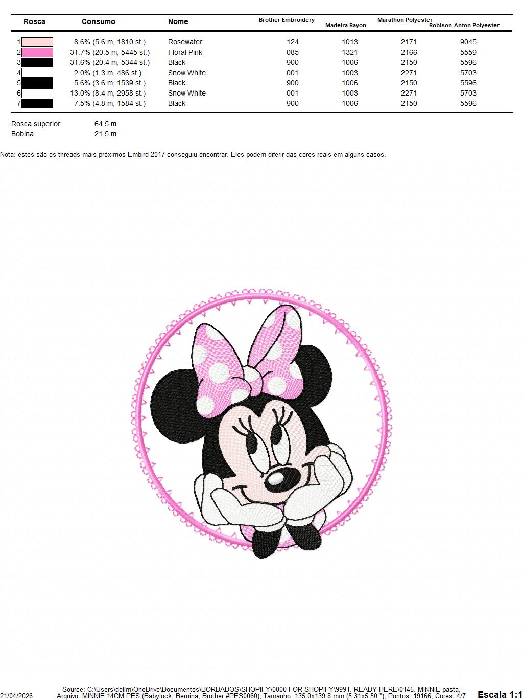 Minnie embroidery design - Minnie Mouse machine embroidery pattern - Baby Girl file - Instant digital download pes jef dst (Copy) Marcia Embroidery