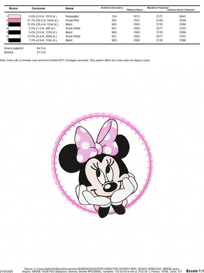 Minnie embroidery design - Minnie Mouse machine embroidery pattern - Baby Girl file - Instant digital download pes jef dst (Copy) Marcia Embroidery