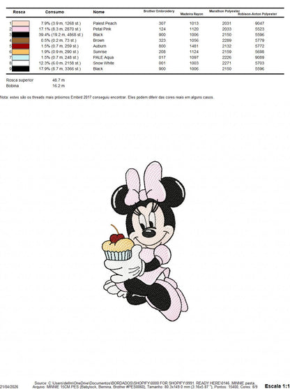 Minnie embroidery design - Minnie Mouse machine embroidery pattern - Baby Girl file - Instant digital download pes jef dst (Copy) Marcia Embroidery
