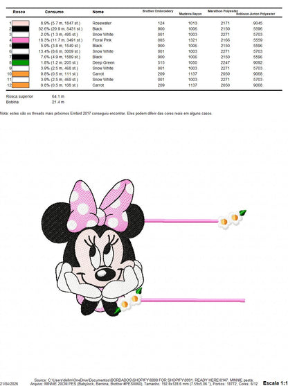 Minnie embroidery design - Minnie Mouse machine embroidery pattern - Baby Girl file - Instant digital download pes jef dst (Copy) Marcia Embroidery