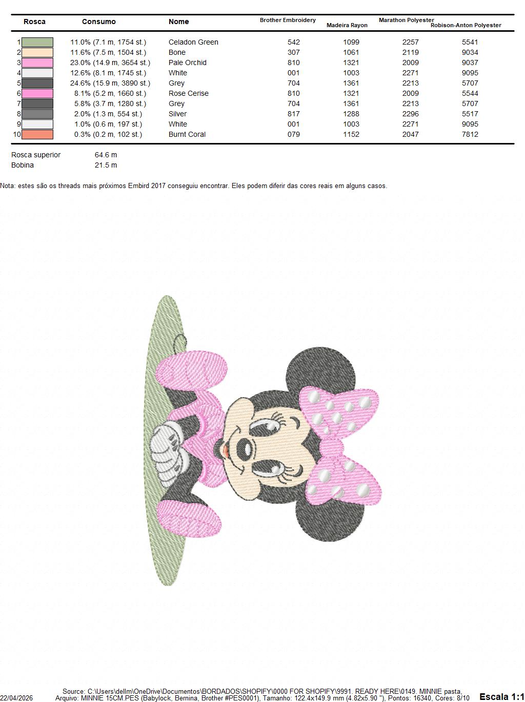 Minnie embroidery design - Minnie Mouse machine embroidery pattern - Baby Girl file - Instant digital download pes jef dst (Copy) (Copy) Marcia Embroidery