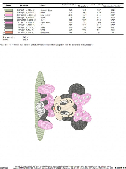 Minnie embroidery design - Minnie Mouse machine embroidery pattern - Baby Girl file - Instant digital download pes jef dst (Copy) (Copy) Marcia Embroidery