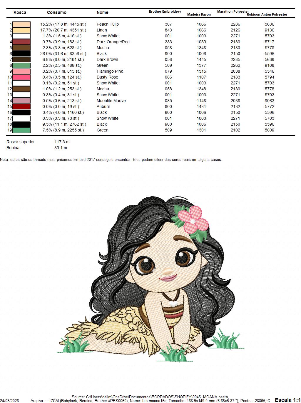 Moana embroidery designs - Disney Princess machine embroidery patterns - Baby girl file - Instant digital download pes jef dst exp hus vp3 - Marcia Embroidery