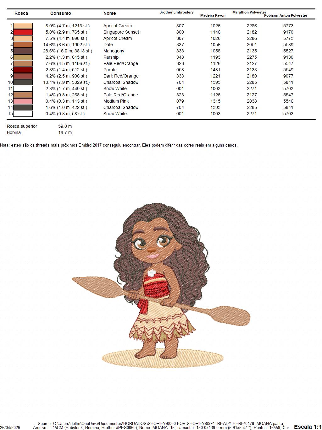 Moana embroidery designs - Disney Princess machine embroidery patterns - Baby girl file - Instant digital download pes jef dst exp hus vp3 (Copy) Marcia Embroidery