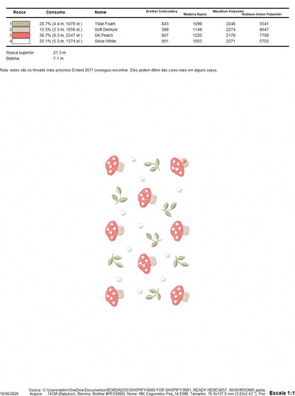 Mushroom with flowers embroidery designs - Forest Toad machine embroidery pattern - Kitchen Towel file - Instant download pes jef hus dst (Copy) Marcia Embroidery