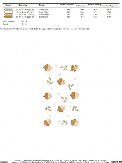 Nuts with flowers embroidery designs - Forest Toad machine embroidery pattern - Kitchen Towel file - Instant download pes jef hus dst (Copy) (Copy) Marcia Embroidery