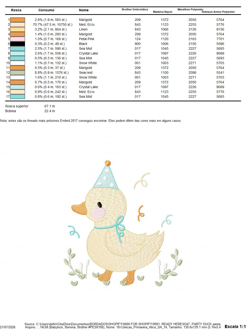 Duck with party cap embroidery design - Lake water animal machine embroidery pattern - Baby boy file - Instant digital download pes