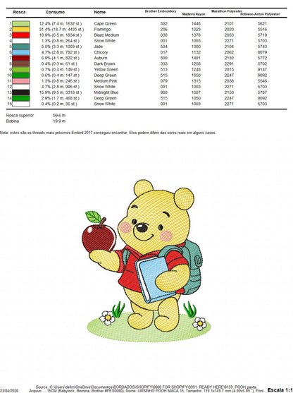 Winnie the Pooh embroidery design - Winnie the Pooh Bear Cartoon machine embroidery pattern - Baby boy and girl file - Instant digital download pes jef (Copy) Marcia Embroidery
