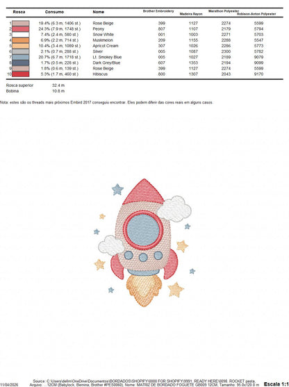 Space Rocket embroidery designs - Rocket with stars machine embroidery pattern - Moon and planet embroidery file - Instant download pes jef (Copy) Marcia Embroidery