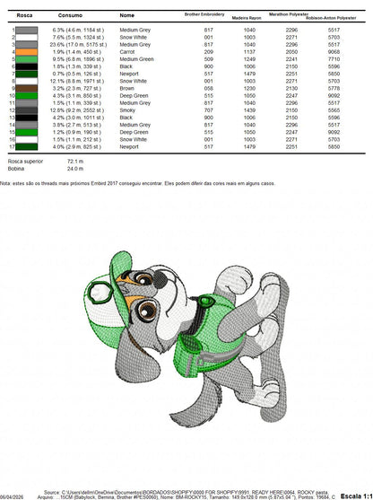Paw Patrol embroidery designs - Dog Rocky machine embroidery patterns - Baby Girl Boy file - Instant digital download - Chase Rubble Skye Marshall (Copy) Marcia Embroidery