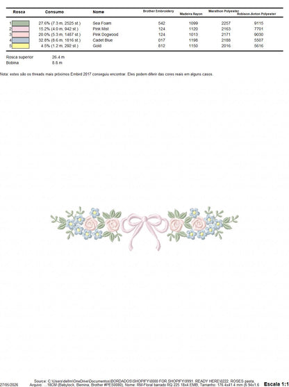 Monogram Floral Frame embroidery design - Roses  and Flowers Frame machine embroidery pattern - Floral wreath garland file - Instant download pes jef (Copy) Marcia Embroidery