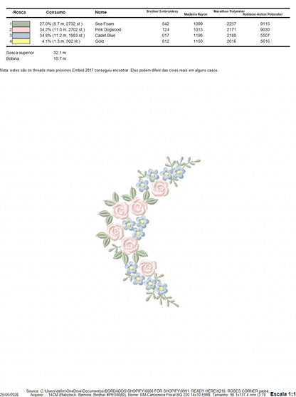 Roses Corner embroidery designs - Flower embroidery design machine embroidery pattern - Floral Frame embroidery file - instant download pes (Copy) Marcia Embroidery