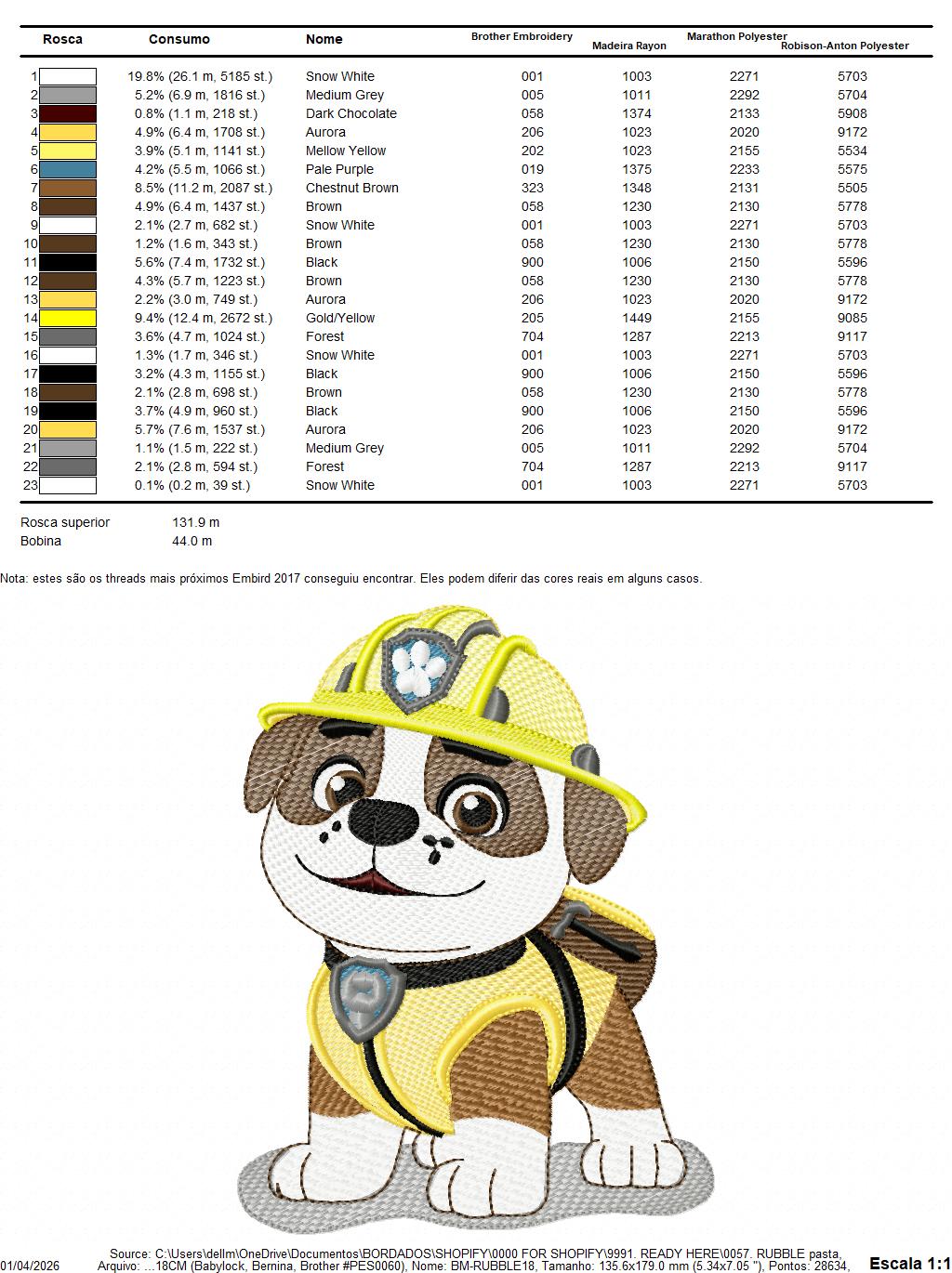 Paw Patrol embroidery designs - Dog Rubble machine embroidery patterns - Baby Girl Boy file - Instant digital download pes jef dst exp hus vp3 - Zuma Chase Rubble Skye Marshall Everest Ryder Rocky - Marcia Embroidery