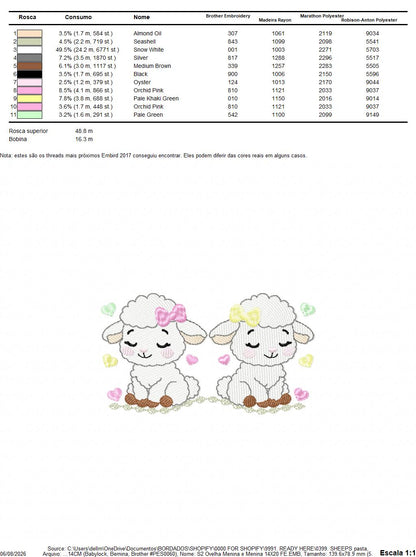 Sheep embroidery design - Farm Animal Lamb machine embroidery pattern - Newborn Baby Girl file - Instant digital download pes jef dst